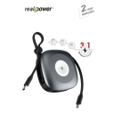 Powerbank RP-PB1101 LED DISPLAY ve kendiliğinden kablolu dark gri