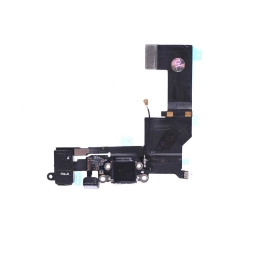 Apple Uyumlu iPhone 5s Kulaklık Soketli Şarj Soketli Film Flex Siyah