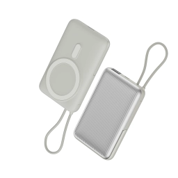 RealPower 10000mAh Silver Manyetik Magsafe Powerbank 22.5W Kablolu ve Led Display PB10KSL3