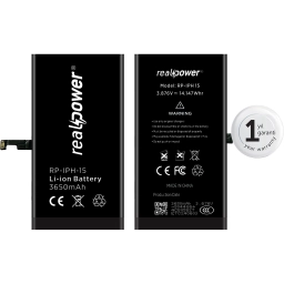 RealPower Apple Uyumlu iPhone 15 Yüksek Kapasiteli Batarya