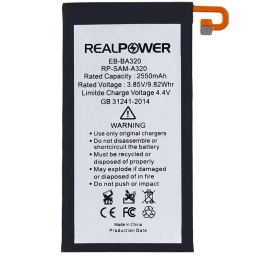 RealPower Samsung Uyumlu Galaxy A3 2017 A320 Batarya 2550mah