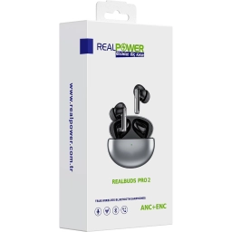 RealPower RealBuds Pro 2 Anc + Enc Gürültü Önleyici Gerçek Kablosuz Tws Gri Bluetooth Kulaklık RP-RBP2G