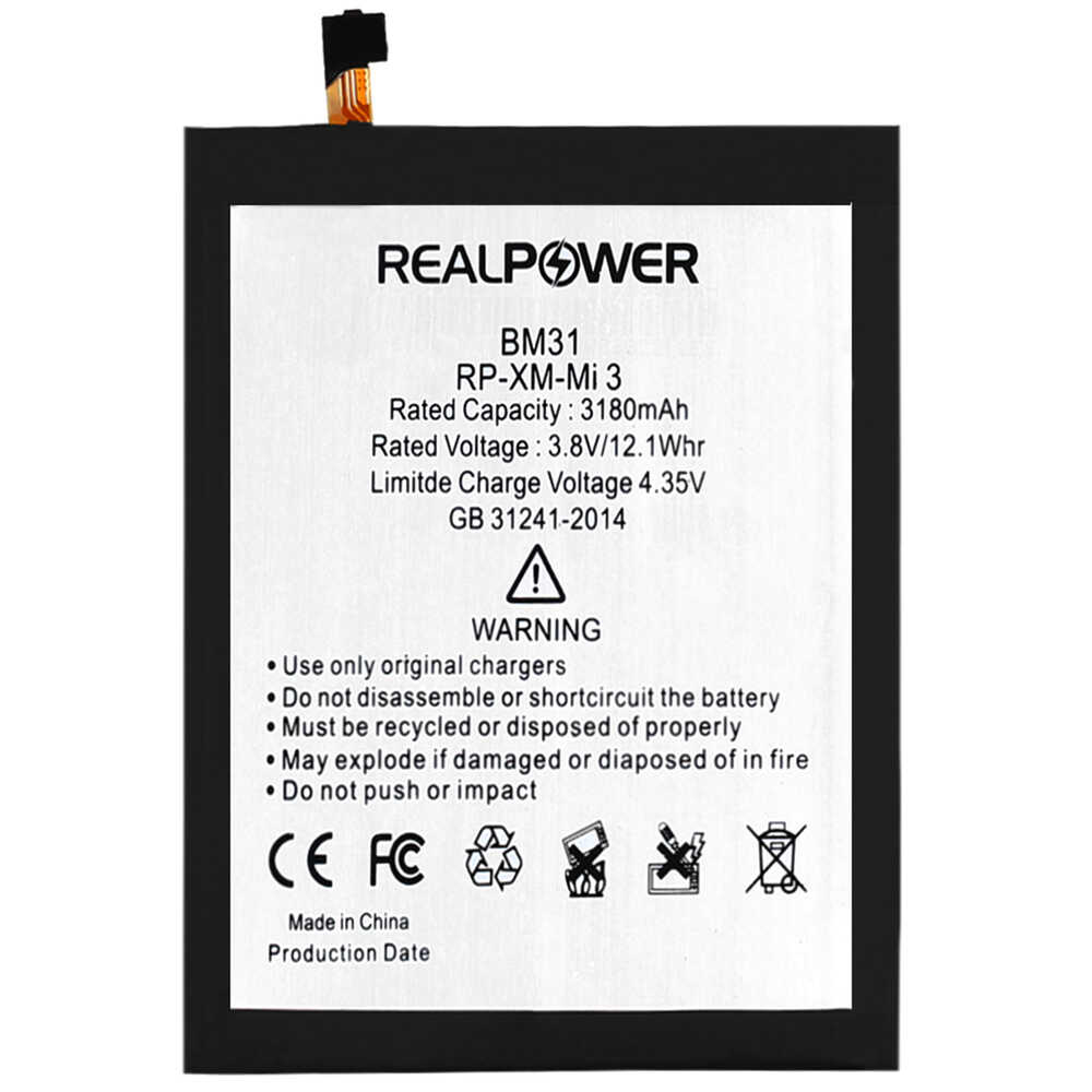ÇILGIN FİYAT !! RealPower Xiaomi Mi 3 Yüksek Kapasiteli Batarya Pil 3180mah 