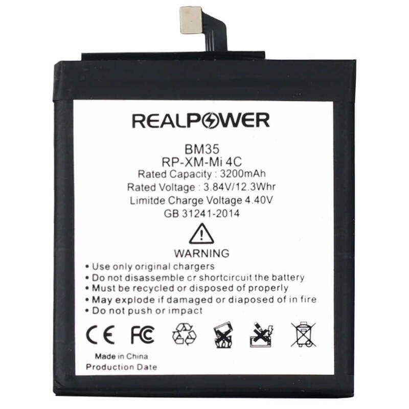 RealPower Xiaomi Mi 4c Yüksek Kapasiteli Batarya Pil 3200mah