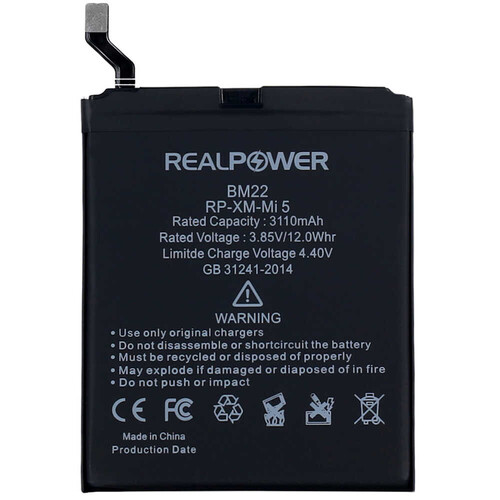 RealPower Xiaomi Uyumlu 5 Batarya 3110mah - Thumbnail