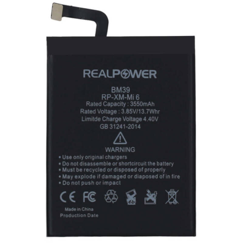RealPower Xiaomi Mi 6 Yüksek Kapasiteli Batarya Pil 3550mah