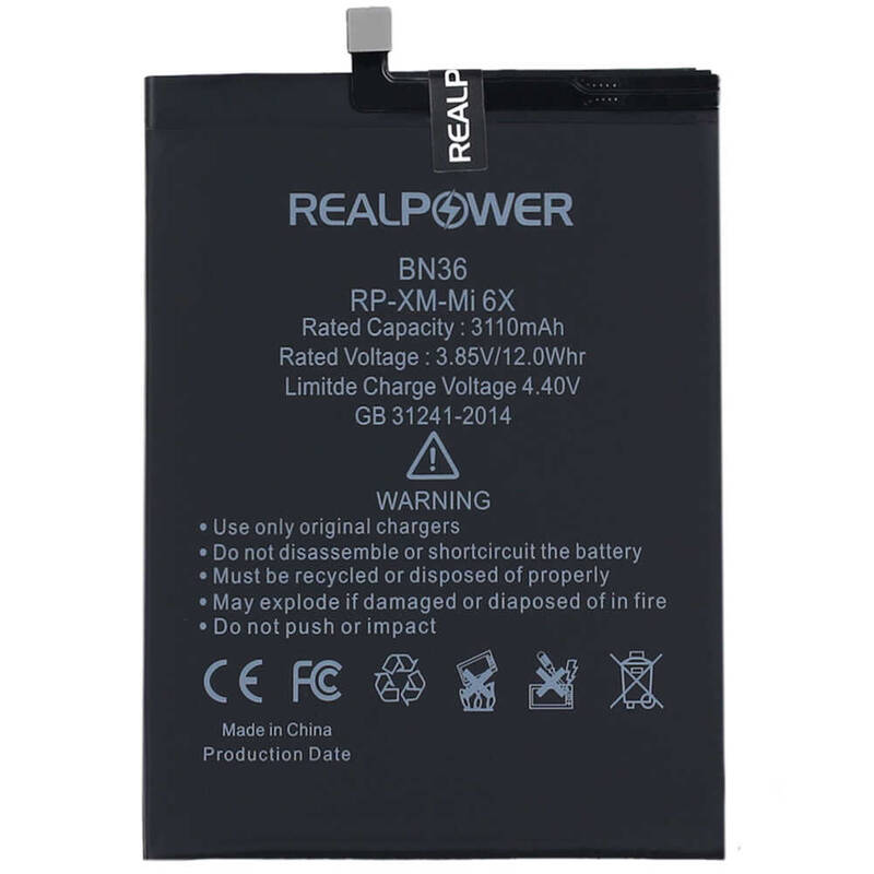 RealPower Xiaomi Mi 6x Yüksek Kapasiteli Batarya Pil 3110mah