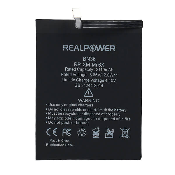 RealPower Xiaomi Mi A2 bn36 Yüksek Kapasiteli Batarya Pil