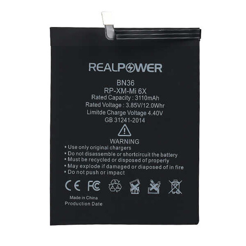 RealPower Xiaomi Mi A2 bn36 Yüksek Kapasiteli Batarya Pil - Thumbnail