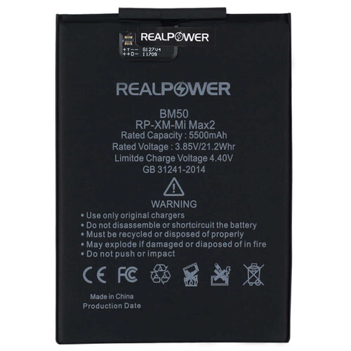 RealPower Xiaomi Mi Max 2 Yüksek Kapasiteli Batarya Pil 5500mah - Thumbnail