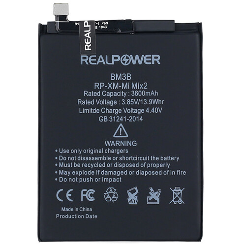 RealPower Xiaomi Mi Mix 2 Yüksek Kapasiteli Batarya Pil 3600mah - Thumbnail