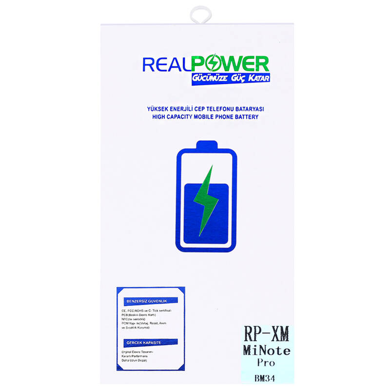 RealPower Xiaomi Mi Note Pro Yüksek Kapasiteli Batarya Pil 3310mah