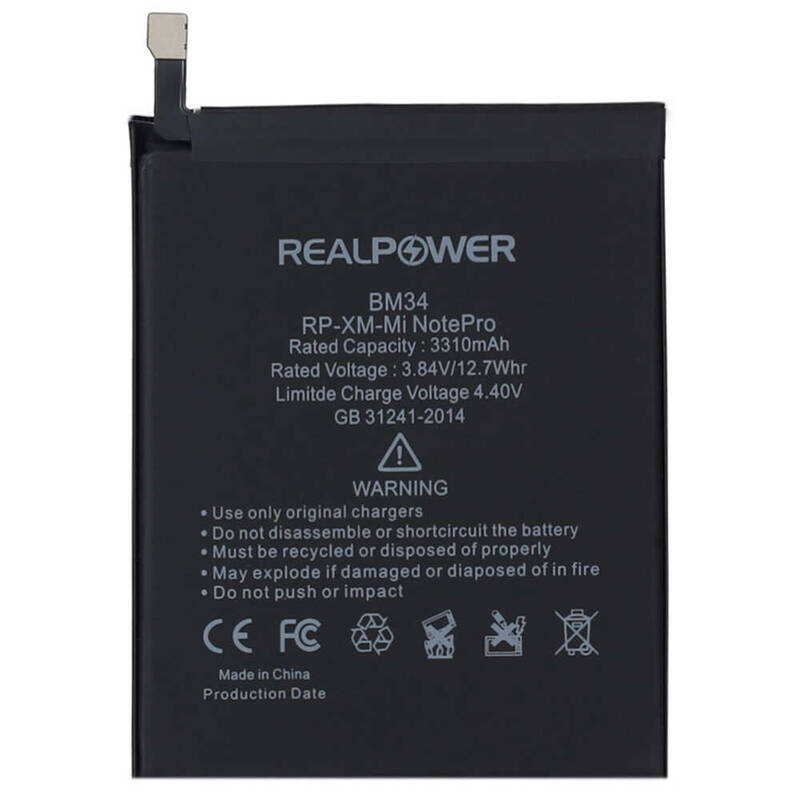 RealPower Xiaomi Mi Note Pro Yüksek Kapasiteli Batarya Pil 3310mah