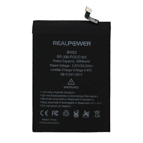 RealPower Xiaomi Poco M3 Yüksek Kapasiteli Batarya Pil - Thumbnail