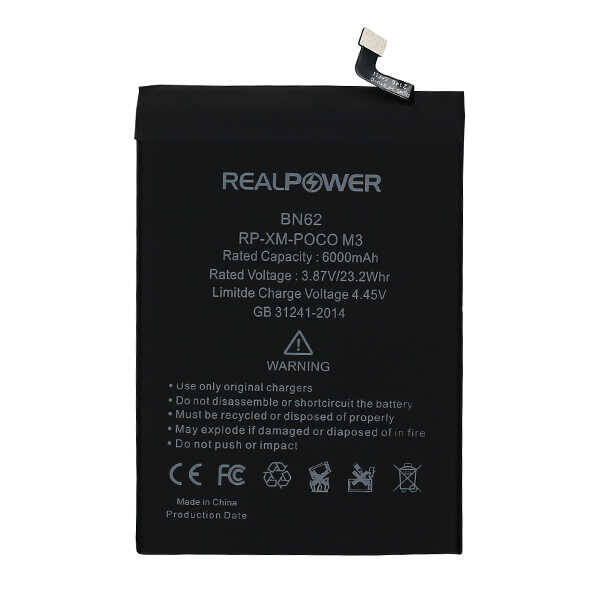 RealPower Xiaomi Poco M3 Yüksek Kapasiteli Batarya Pil