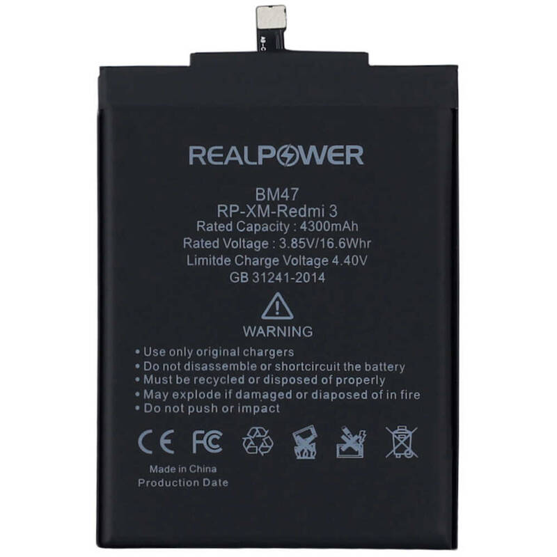 RealPower Xiaomi Redmi 3 Yüksek Kapasiteli Batarya Pil 4300mah