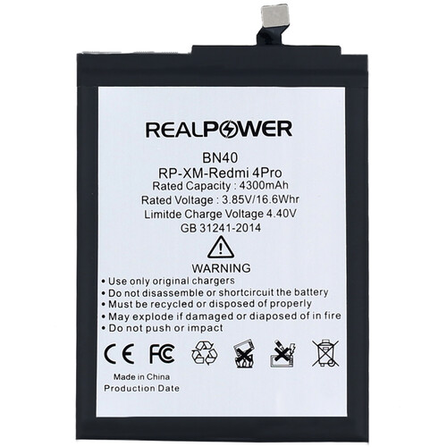 Realpower Xiaomi Redmi 4 Pro Uyumlu Yüksek Kapasiteli Batarya Pil 4300mah - Thumbnail