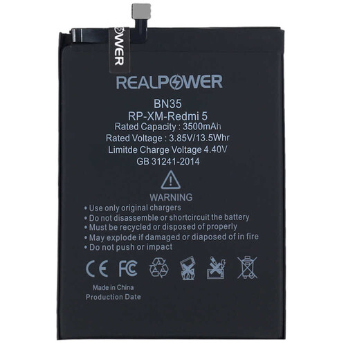 RealPower Xiaomi Redmi 5 Yüksek Kapasiteli Batarya Pil 3500mah - Thumbnail