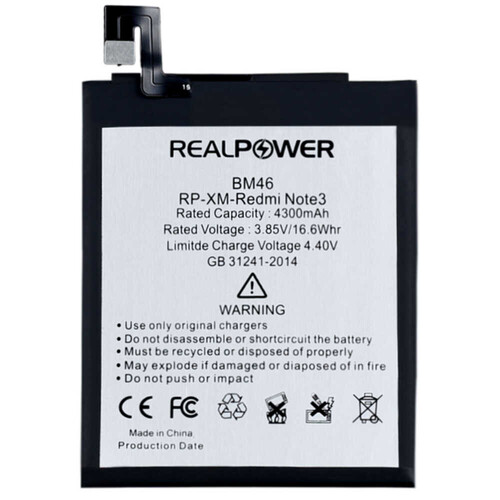 RealPower Xiaomi Redmi Note 3 Yüksek Kapasiteli Batarya Pil 4300mah - Thumbnail