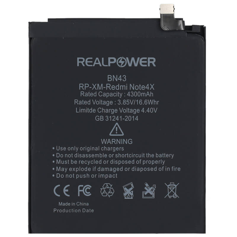 RealPower Xiaomi Redmi Note 4x Yüksek Kapasiteli Batarya Pil 4300mah