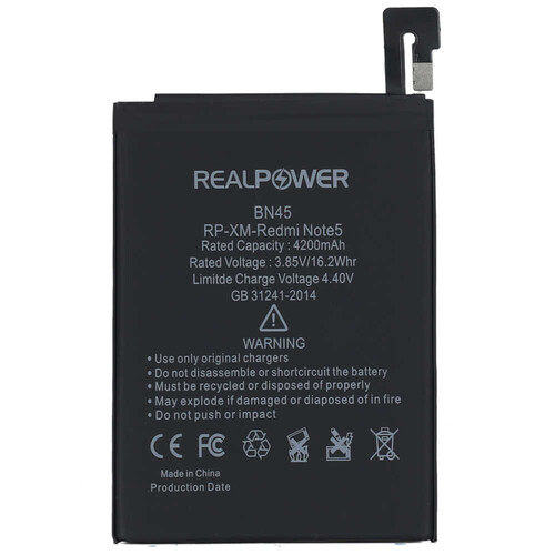 RealPower Xiaomi Redmi Note 5 Yüksek Kapasiteli Batarya Pil 40200mah - Thumbnail
